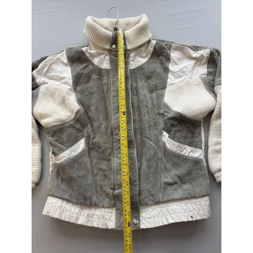 Vintage 80s Outerbound by HMS Suede Quilted Winter Ski Jacket Gray White L